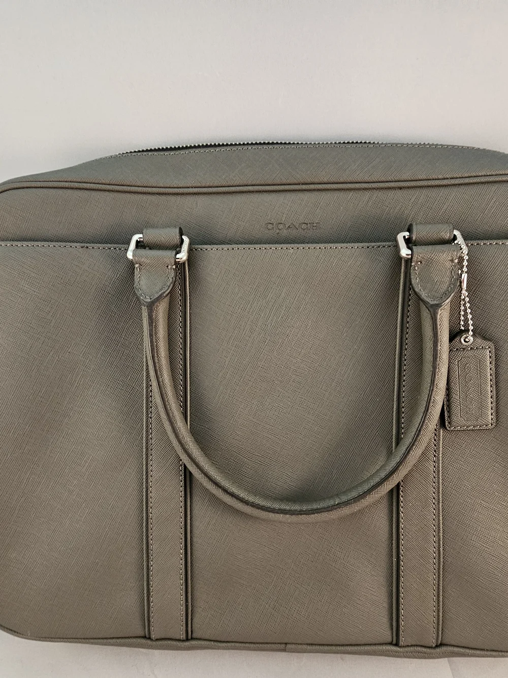 Coach Gray Men’s Leather Brief Tote! NWT!